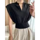 Loose Sleeveless Split-Joint Solid Color V-Neck Vest Top Loose Sleeveless Split-Joint Solid Color V-Neck Vest Top