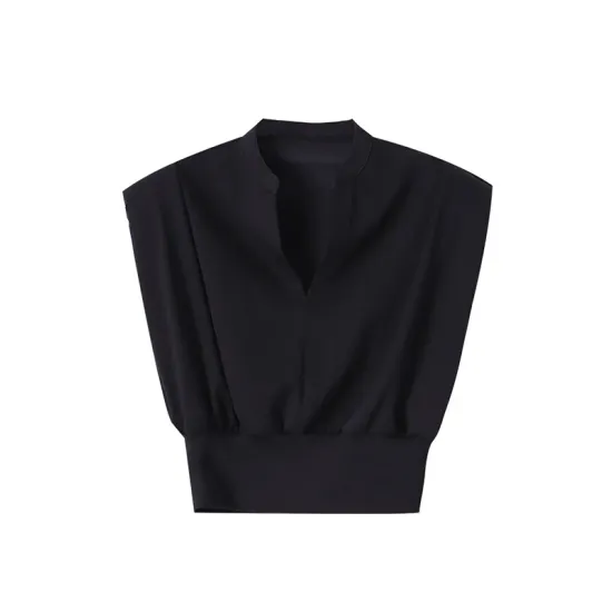 Loose Sleeveless Split-Joint Solid Color V-Neck Vest Top Loose Sleeveless Split-Joint Solid Color V-Neck Vest Top