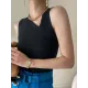 Asymmetric Solid Color Sleeveless V-Neck Vest Top Asymmetric Solid Color Sleeveless V-Neck Vest Top