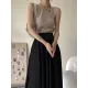 Asymmetric Solid Color Sleeveless V-Neck Vest Top Asymmetric Solid Color Sleeveless V-Neck Vest Top