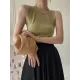 Asymmetric Solid Color Sleeveless V-Neck Vest Top Asymmetric Solid Color Sleeveless V-Neck Vest Top
