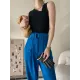 Asymmetric Solid Color Sleeveless V-Neck Vest Top Asymmetric Solid Color Sleeveless V-Neck Vest Top