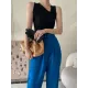 Asymmetric Solid Color Sleeveless V-Neck Vest Top Asymmetric Solid Color Sleeveless V-Neck Vest Top