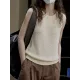Hollow Solid Color Loose Sleeveless Round-neck Vest Top Hollow Solid Color Loose Sleeveless Round-neck Vest Top