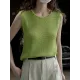Hollow Solid Color Loose Sleeveless Round-neck Vest Top Hollow Solid Color Loose Sleeveless Round-neck Vest Top