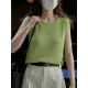Hollow Solid Color Loose Sleeveless Round-neck Vest Top Hollow Solid Color Loose Sleeveless Round-neck Vest Top
