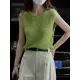 Hollow Solid Color Loose Sleeveless Round-neck Vest Top Hollow Solid Color Loose Sleeveless Round-neck Vest Top