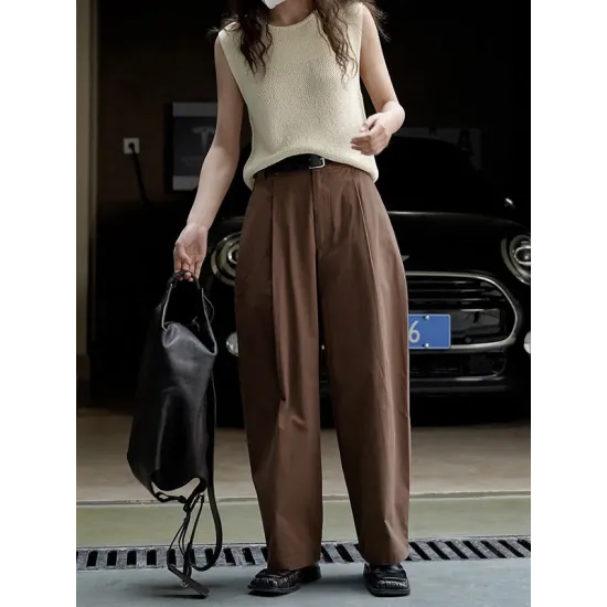 Hollow Solid Color Loose Sleeveless Round-neck Vest Top Hollow Solid Color Loose Sleeveless Round-neck Vest Top