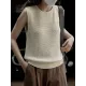 Hollow Solid Color Loose Sleeveless Round-neck Vest Top Hollow Solid Color Loose Sleeveless Round-neck Vest Top