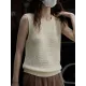 Hollow Solid Color Loose Sleeveless Round-neck Vest Top Hollow Solid Color Loose Sleeveless Round-neck Vest Top