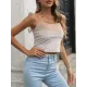 Solid Color Velvet Skinny Sleeveless Spaghetti-Neck Vest Top Solid Color Velvet Skinny Sleeveless Spaghetti-Neck Vest Top