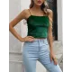 Solid Color Velvet Skinny Sleeveless Spaghetti-Neck Vest Top Solid Color Velvet Skinny Sleeveless Spaghetti-Neck Vest Top