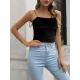Solid Color Velvet Skinny Sleeveless Spaghetti-Neck Vest Top Solid Color Velvet Skinny Sleeveless Spaghetti-Neck Vest Top