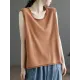 Solid Color Loose Sleeveless Round-neck Knitting Vest Top Solid Color Loose Sleeveless Round-neck Knitting Vest Top