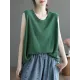 Solid Color Loose Sleeveless Round-neck Knitting Vest Top Solid Color Loose Sleeveless Round-neck Knitting Vest Top