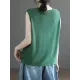 Solid Color Loose Sleeveless Round-neck Knitting Vest Top Solid Color Loose Sleeveless Round-neck Knitting Vest Top