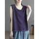 Solid Color Loose Sleeveless Round-neck Knitting Vest Top Solid Color Loose Sleeveless Round-neck Knitting Vest Top