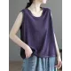 Solid Color Loose Sleeveless Round-neck Knitting Vest Top Solid Color Loose Sleeveless Round-neck Knitting Vest Top