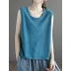 Solid Color Loose Sleeveless Round-neck Knitting Vest Top Solid Color Loose Sleeveless Round-neck Knitting Vest Top