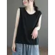 Solid Color Loose Sleeveless Round-neck Knitting Vest Top Solid Color Loose Sleeveless Round-neck Knitting Vest Top