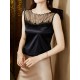 Lacy Solid Color Split-Joint Loose Sleeveless Round-neck Vest Top Lacy Solid Color Split-Joint Loose Sleeveless Round-neck Vest Top