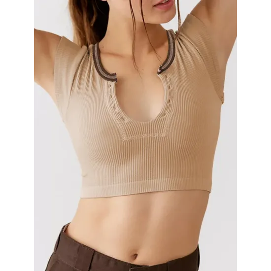 Split-Joint Cap Sleeve Skinny Deep V-Neck Vest Top Split-Joint Cap Sleeve Skinny Deep V-Neck Vest Top