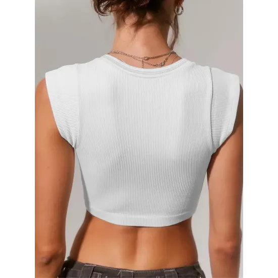 Split-Joint Cap Sleeve Skinny Deep V-Neck Vest Top Split-Joint Cap Sleeve Skinny Deep V-Neck Vest Top