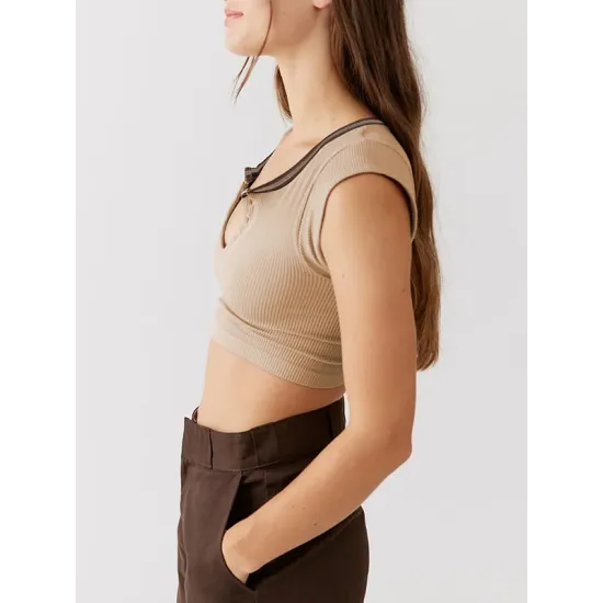 Split-Joint Cap Sleeve Skinny Deep V-Neck Vest Top Split-Joint Cap Sleeve Skinny Deep V-Neck Vest Top
