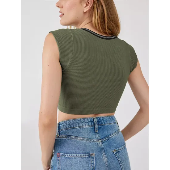 Split-Joint Cap Sleeve Skinny Deep V-Neck Vest Top Split-Joint Cap Sleeve Skinny Deep V-Neck Vest Top