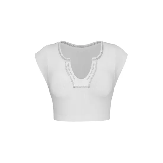 Split-Joint Cap Sleeve Skinny Deep V-Neck Vest Top Split-Joint Cap Sleeve Skinny Deep V-Neck Vest Top