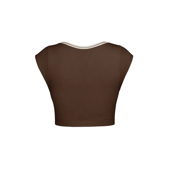 Split-Joint Cap Sleeve Skinny Deep V-Neck Vest Top Split-Joint Cap Sleeve Skinny Deep V-Neck Vest Top