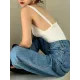 Solid Color Split-Joint Skinny Sleeveless V-Neck Vest Top