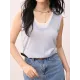 Contrast Color Split-Joint False Two Loose Round-neck Vest Top Contrast Color Split-Joint False Two Loose Round-neck Vest Top