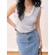 Contrast Color Split-Joint False Two Loose Round-neck Vest Top Contrast Color Split-Joint False Two Loose Round-neck Vest Top