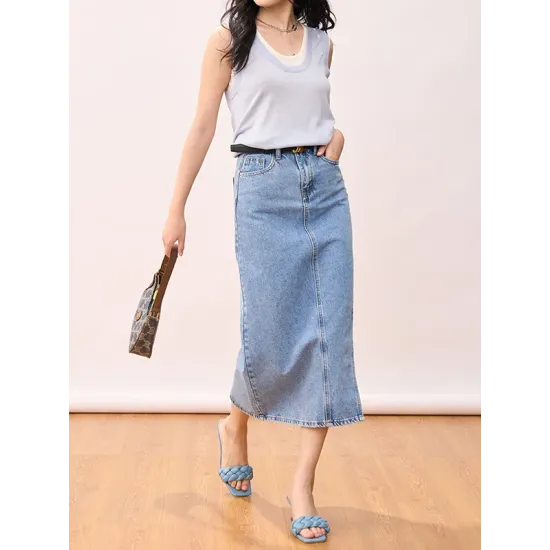Contrast Color Split-Joint False Two Loose Round-neck Vest Top Contrast Color Split-Joint False Two Loose Round-neck Vest Top