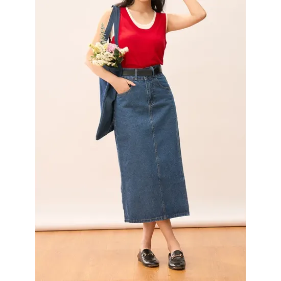 Contrast Color Split-Joint False Two Loose Round-neck Vest Top Contrast Color Split-Joint False Two Loose Round-neck Vest Top