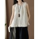 Fringed Solid Color Loose Sleeveless Round-Neck Vest Top Fringed Solid Color Loose Sleeveless Round-Neck Vest Top