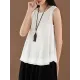 Fringed Solid Color Loose Sleeveless Round-Neck Vest Top Fringed Solid Color Loose Sleeveless Round-Neck Vest Top