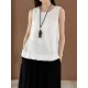 Fringed Solid Color Loose Sleeveless Round-Neck Vest Top Fringed Solid Color Loose Sleeveless Round-Neck Vest Top