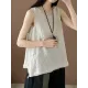 Fringed Solid Color Loose Sleeveless Round-Neck Vest Top Fringed Solid Color Loose Sleeveless Round-Neck Vest Top