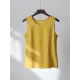 Fringed Solid Color Loose Sleeveless Round-Neck Vest Top Fringed Solid Color Loose Sleeveless Round-Neck Vest Top