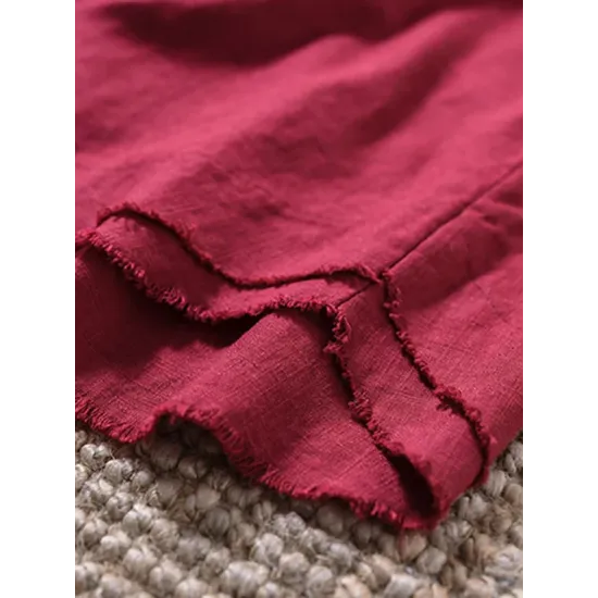 Fringed Solid Color Loose Sleeveless Round-Neck Vest Top Fringed Solid Color Loose Sleeveless Round-Neck Vest Top