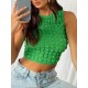 Pleated Solid Color Skinny Sleeveless Round-Neck Vest Top Pleated Solid Color Skinny Sleeveless Round-Neck Vest Top