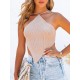 Bandage Irregular clipping Skinny Spaghetti-Neck Vest Top Knitwear Bandage Irregular clipping Skinny Spaghetti-Neck Vest Top Knitwear