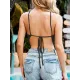 Bandage Irregular clipping Skinny Spaghetti-Neck Vest Top Knitwear Bandage Irregular clipping Skinny Spaghetti-Neck Vest Top Knitwear