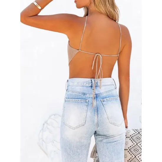 Bandage Irregular clipping Skinny Spaghetti-Neck Vest Top Knitwear Bandage Irregular clipping Skinny Spaghetti-Neck Vest Top Knitwear