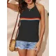 Printed Skinny Halter-Neck Knitwear Vest Top