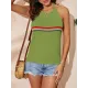 Printed Skinny Halter-Neck Knitwear Vest Top