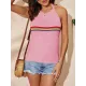Printed Skinny Halter-Neck Knitwear Vest Top