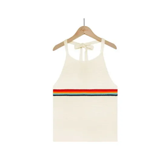 Printed Skinny Halter-Neck Knitwear Vest Top
